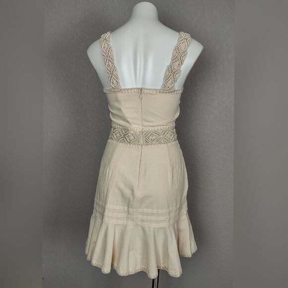 Jonathan Simkhai Flora Chantilly Macrame Embellished Square Neck Mini Dress Sz 4 - Picture 4 of 16